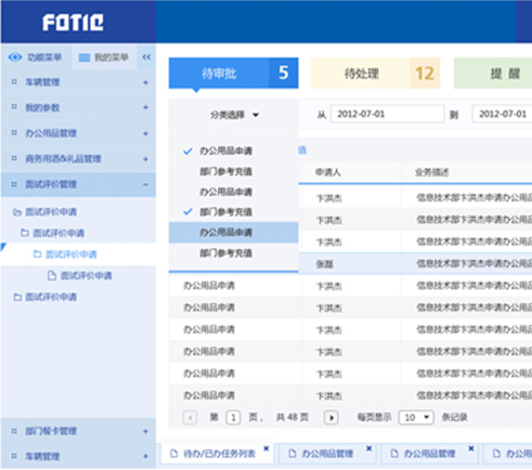 中國信托OA系統(tǒng)用戶界面設計